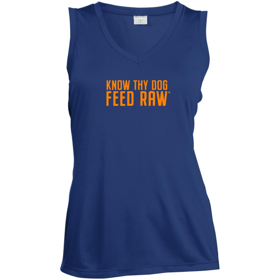 Know Thy Dog Feed Raw | Ladies' Sleeveless V-Neck Performance Tee