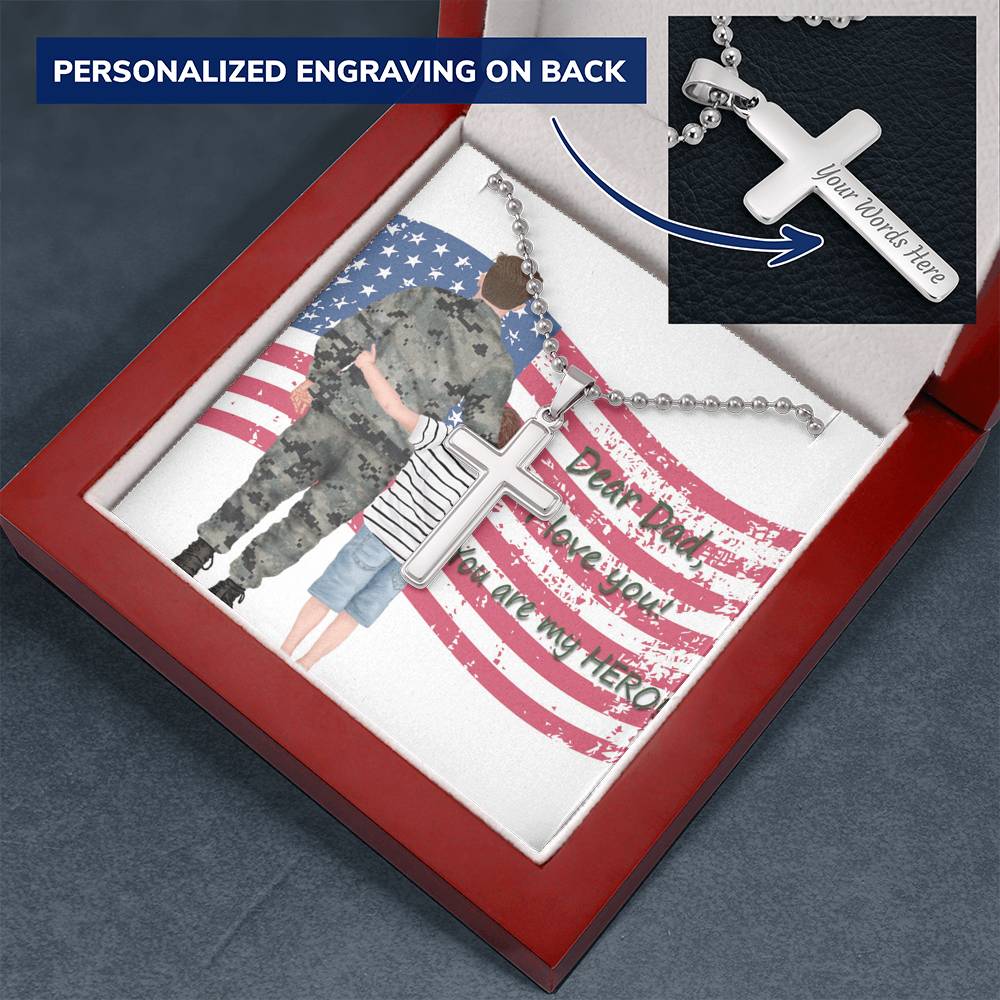 Personalized Cross Necklace | Gift for Military Dad