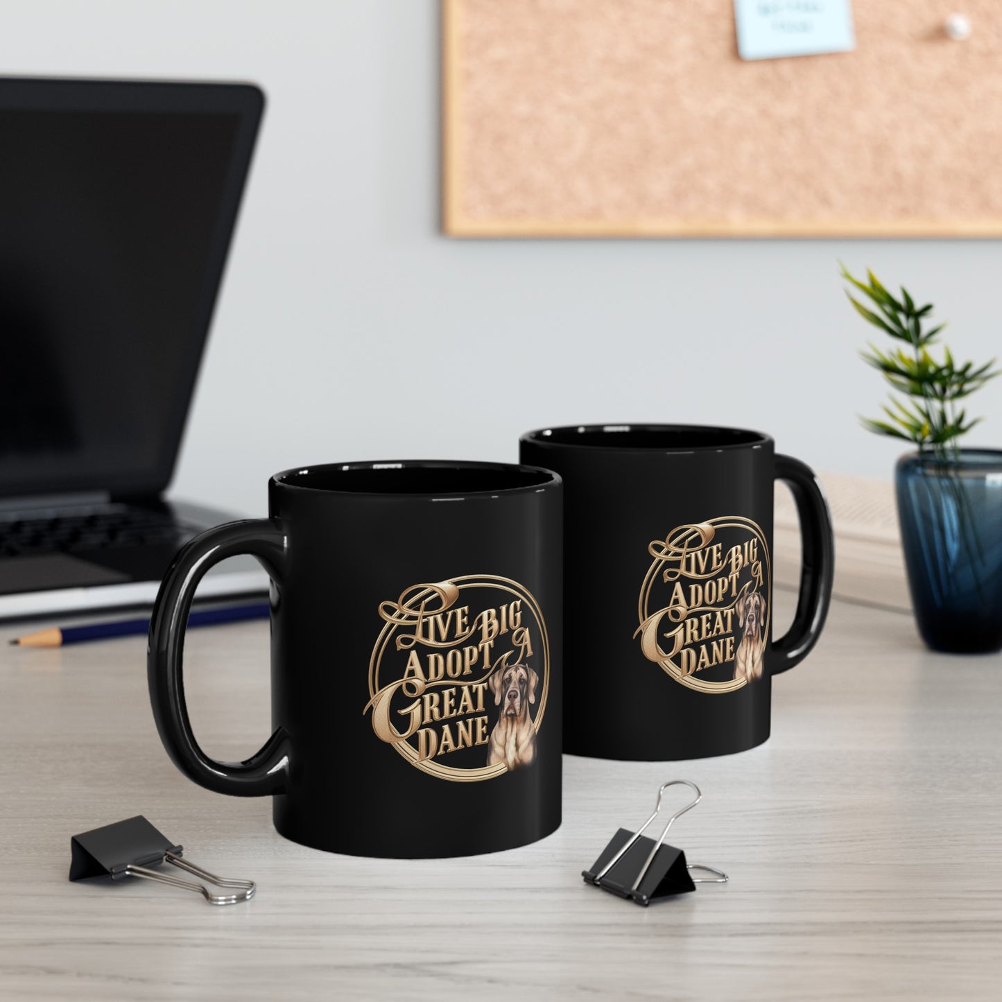 Live Big Adopt Great Dane Black Mug (11oz, 15oz)