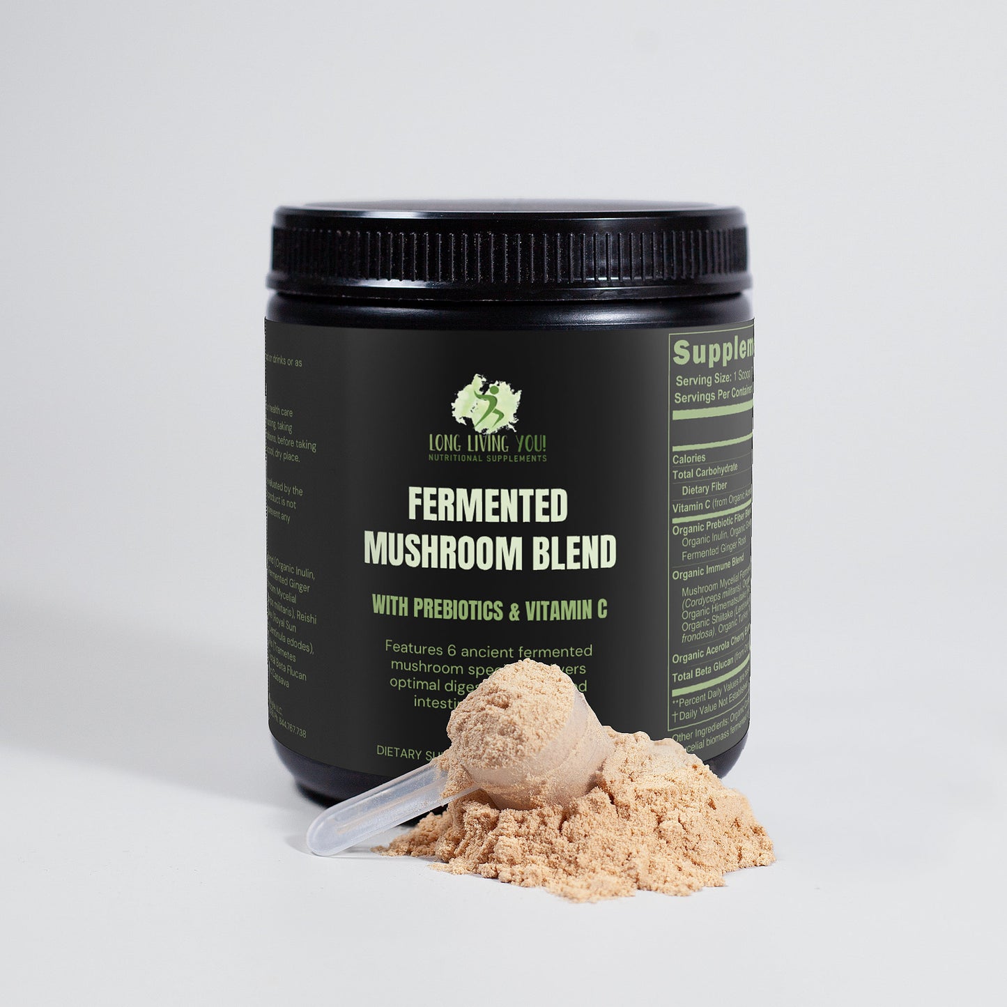 Full Spectrum Fermented Mushroom 6 Blend with Prebiotics and Vitamin C