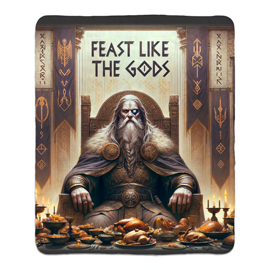 Feast Like the Gods featuring Odin | Fleece Sherpa Blankets