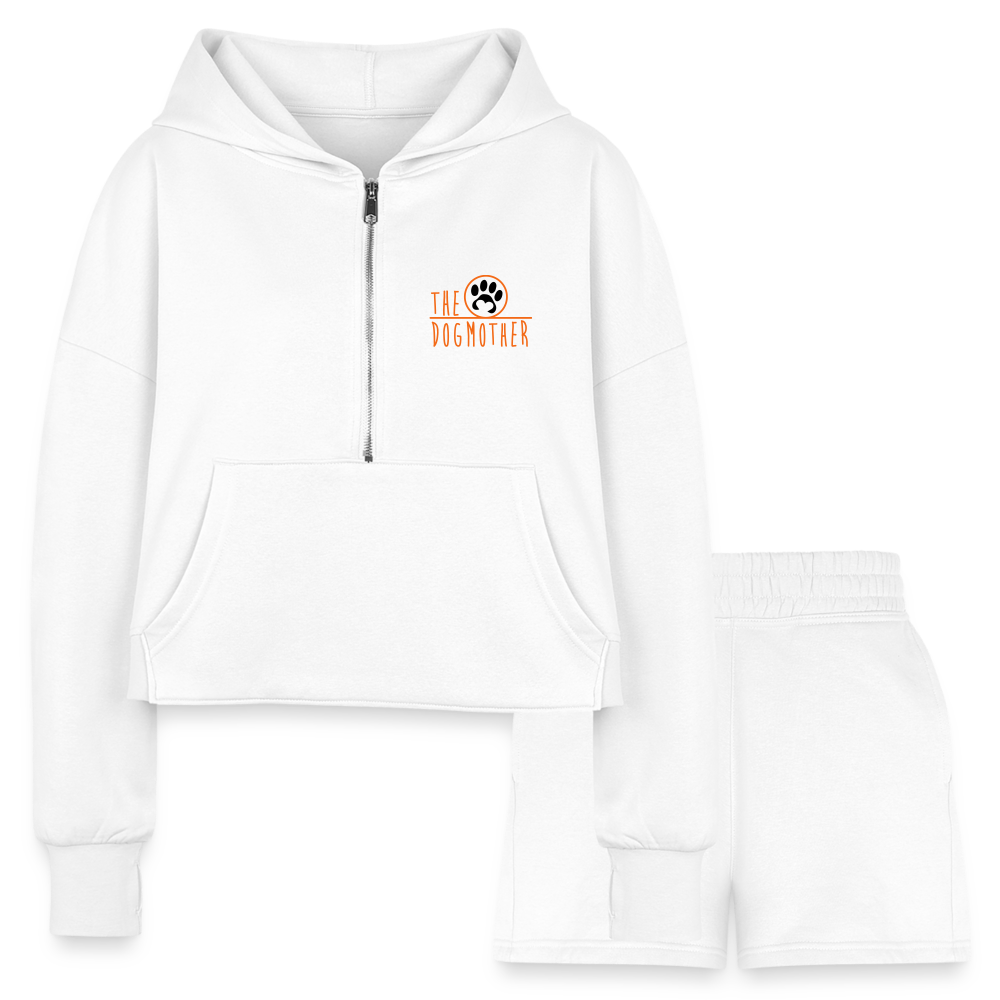 The dog mom Women’s Cropped Hoodie & Jogger Short Set - white