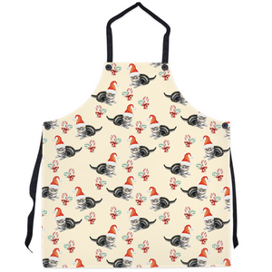 Apron with Cute Christmas Kitten Pattern