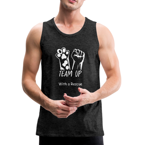 Image of Team Up with a Rescue - Men’s Premium Tank - charcoal gray