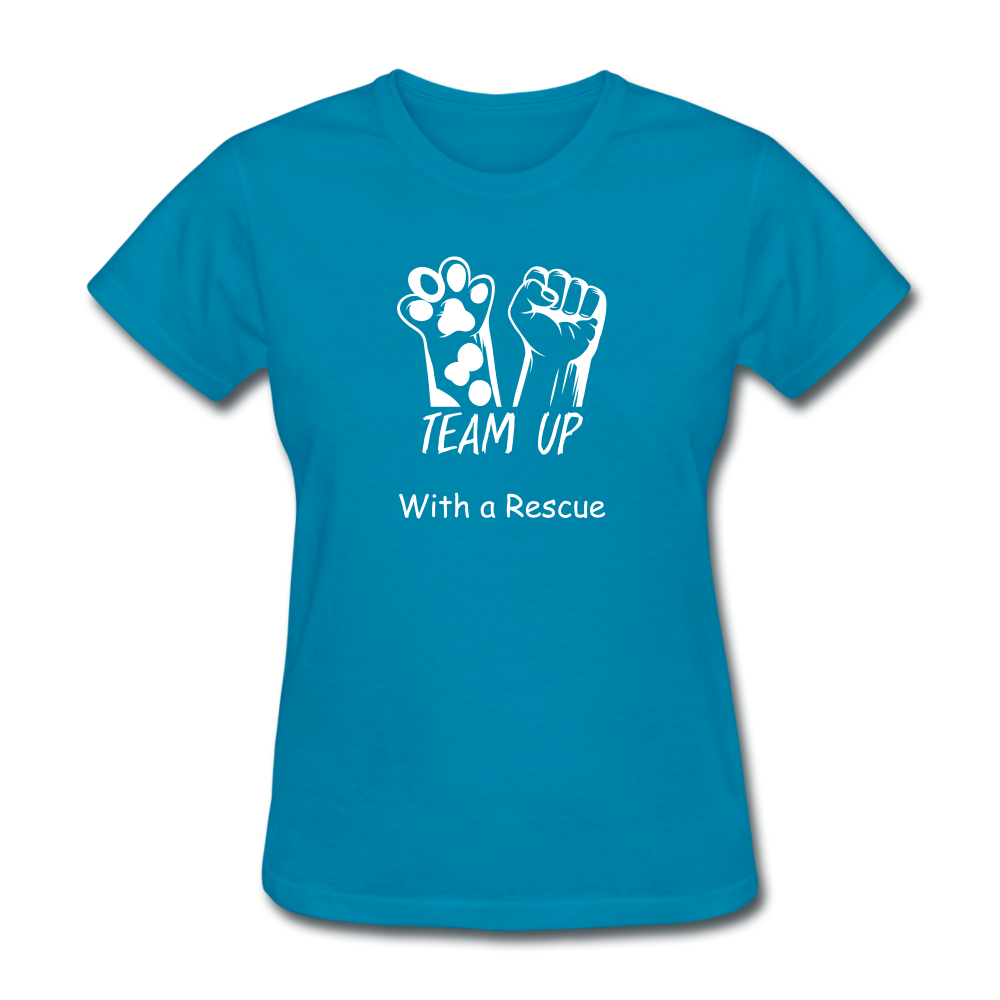 Team Up with a Rescue Women's T-Shirt - turquoise