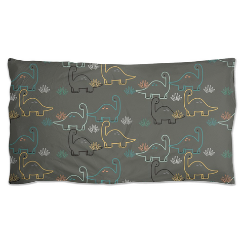 Image of Dark Green Pillow Shams with Dinosaurs