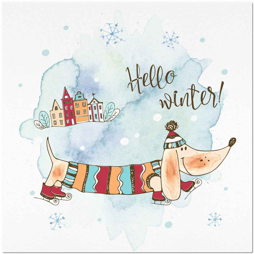 Hello Winter Dachshund Lovers Placemats Wiener Dog Lover Gift