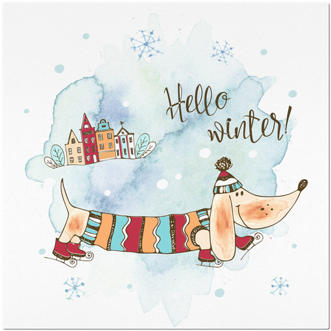 Image of Hello Winter Dachshund Lovers Placemats Wiener Dog Lover Gift