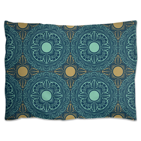 Image of Teal Pillow Shams with Mandala Pattern
