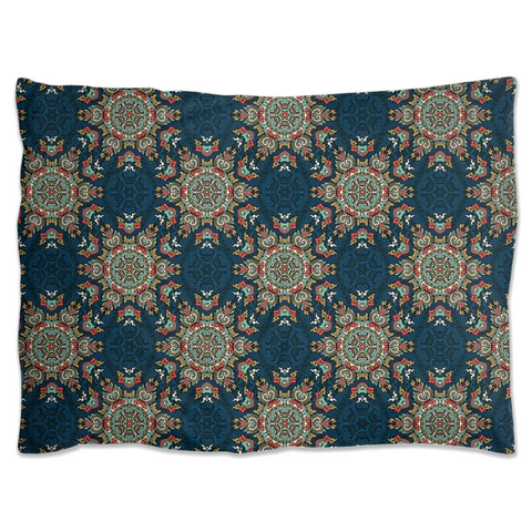 Image of Dark Teal Boho Pattern Pillow Shams