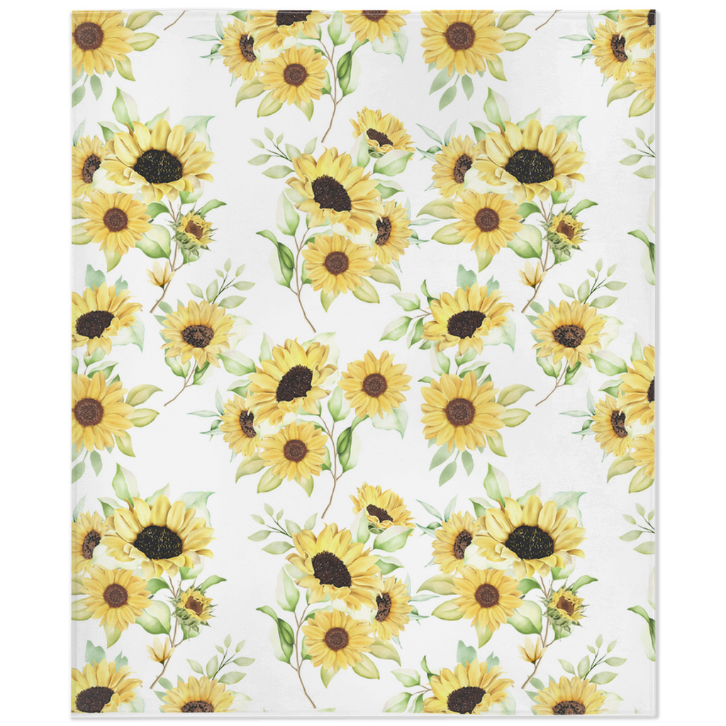 Minky Blanket with Watercolor Sunflower Design