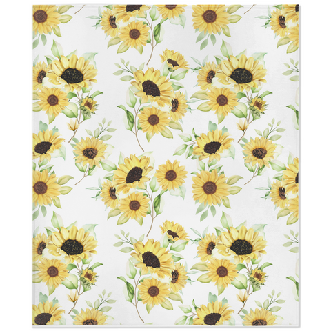 Image of Minky Blanket with Watercolor Sunflower Design