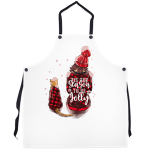 Apron with Cat and Woman Design | "Tis' the Season to be Jolly"