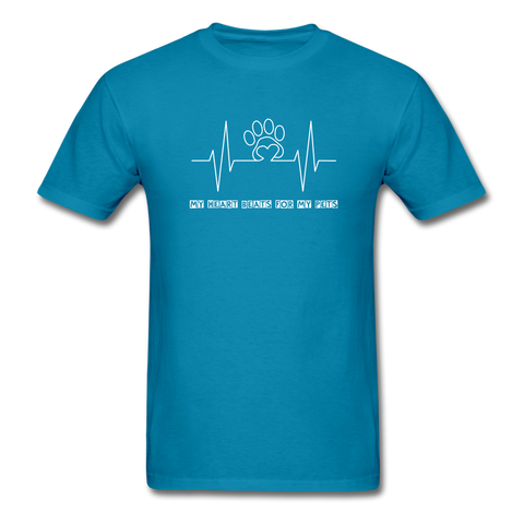 Image of My Heart Beats for my Pets Men's T-Shirt - turquoise