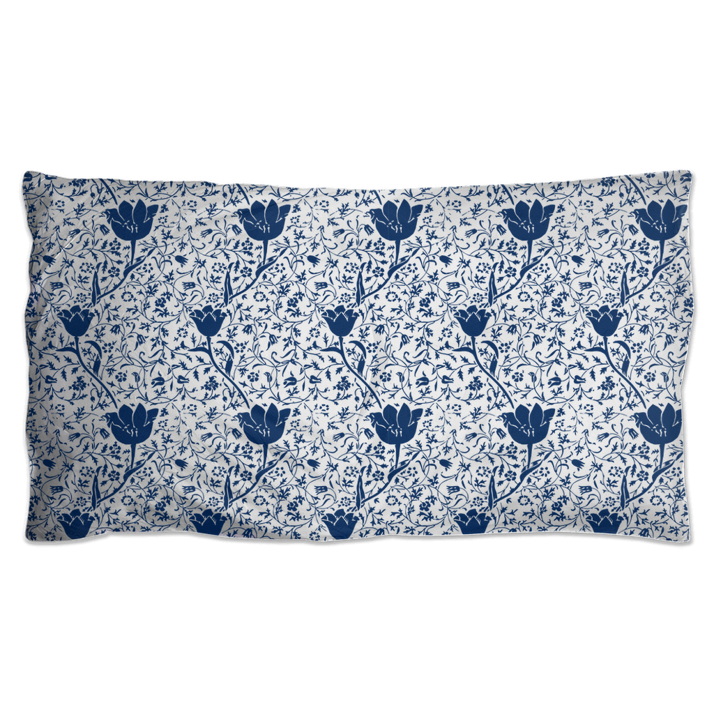 Pillow Shams with Royal Blue Floral Pattern