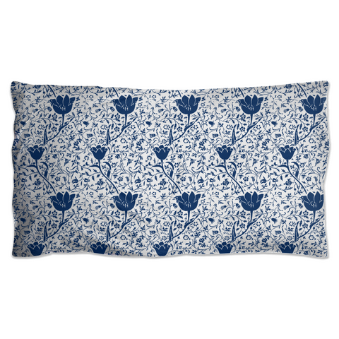 Image of Pillow Shams with Royal Blue Floral Pattern