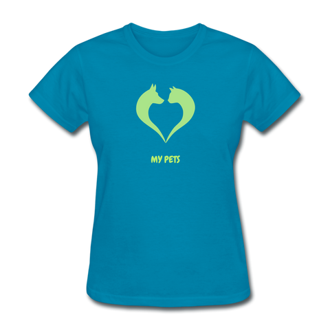 Image of Love My Pets Women's T-Shirt - turquoise