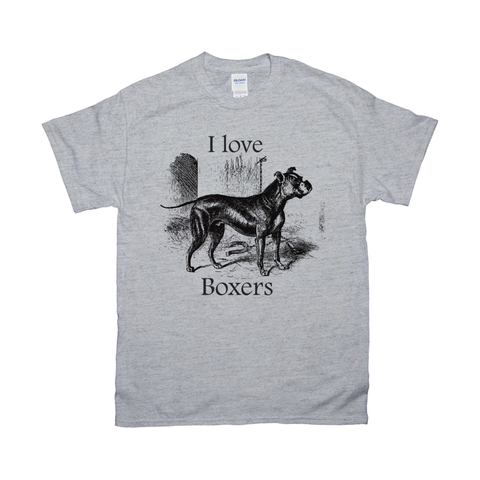 Image of I love Boxers Vintage Drawing Design on T-Shirts
