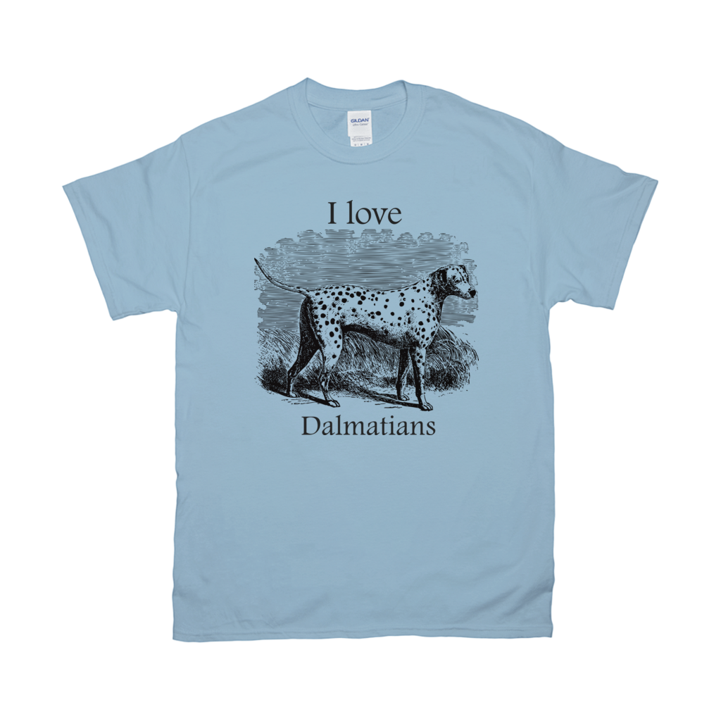 I love Dalmatians Vintage Drawing on T-Shirts