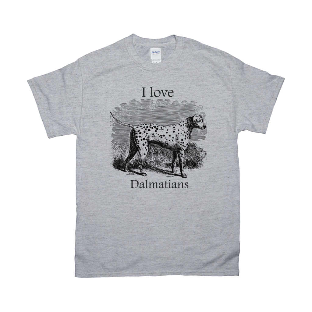 I love Dalmatians Vintage Drawing on T-Shirts