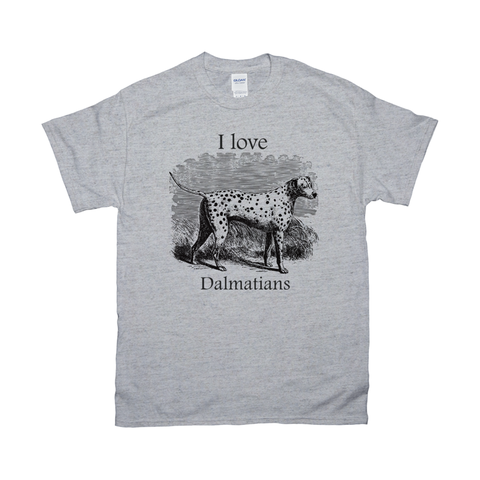 Image of I love Dalmatians Vintage Drawing on T-Shirts
