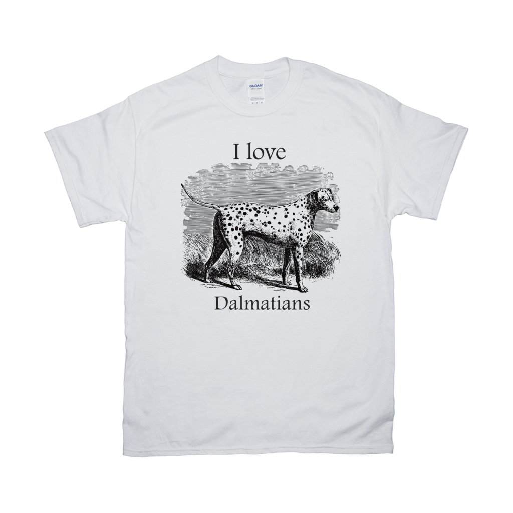 I love Dalmatians Vintage Drawing on T-Shirts