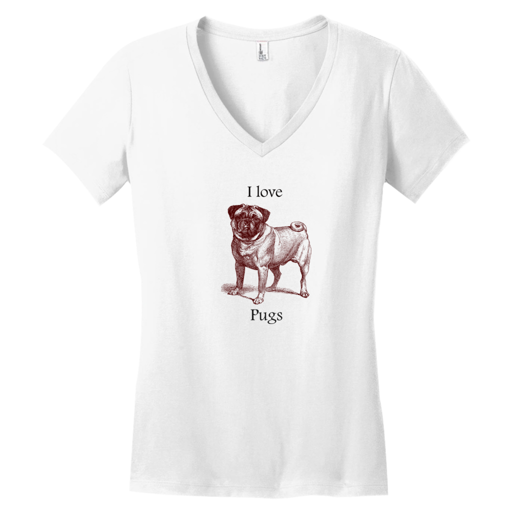 I love Pugs Women's Cotton V-Neck Tee