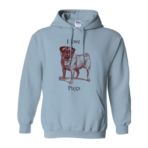 I love Pugs Hoodies (No-Zip/Pullover)