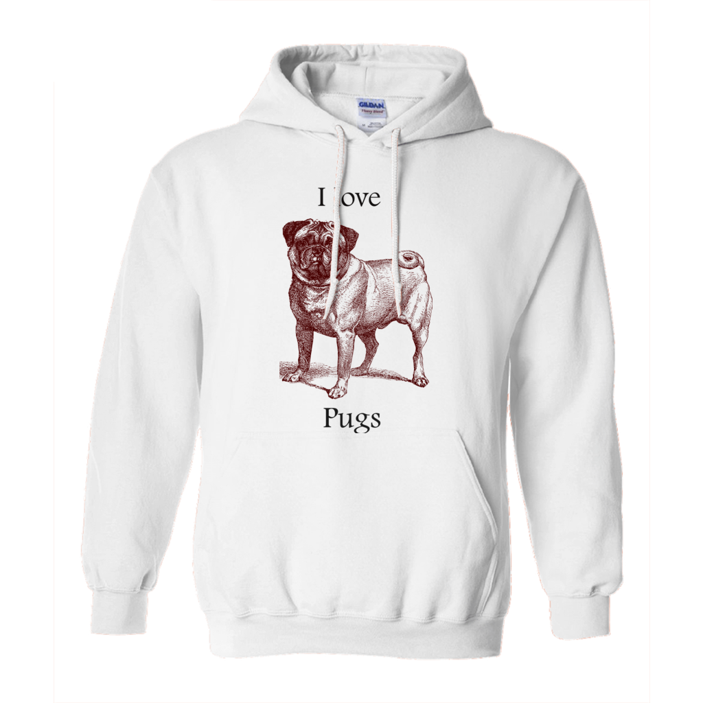 I love Pugs Hoodies (No-Zip/Pullover)