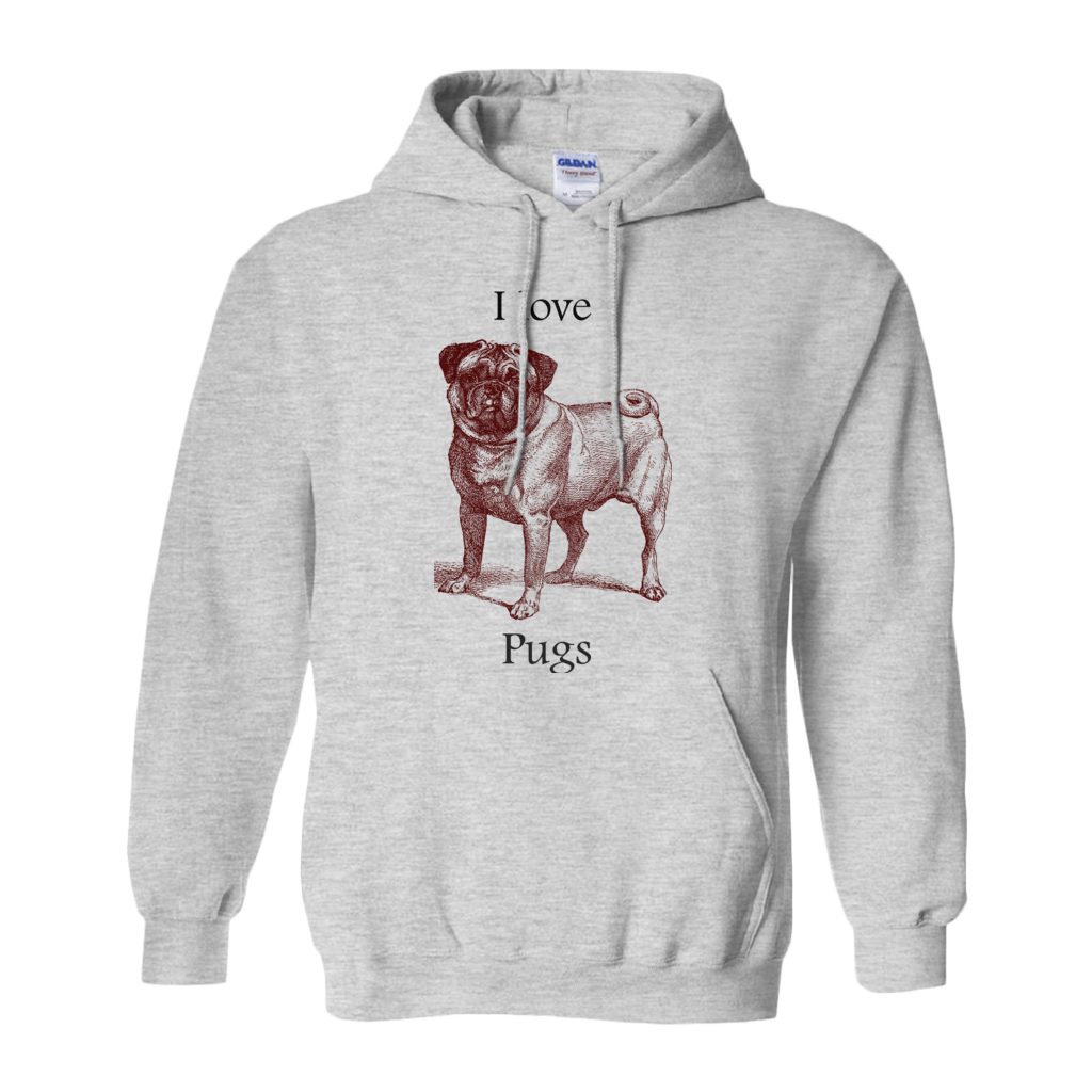 I love Pugs Hoodies (No-Zip/Pullover)