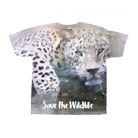 Image of Save the Wildlife - Water Colored Leopard All-Over Print T-Shirts