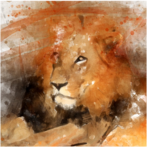 Image of Majestic Lion Print Digital Water Color technique by Thomas Sandberg