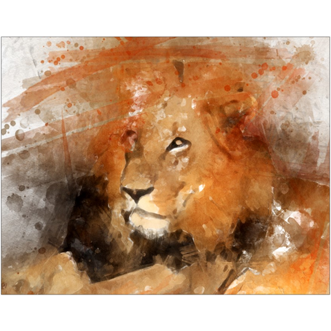 Image of Majestic Lion Print Digital Water Color technique by Thomas Sandberg