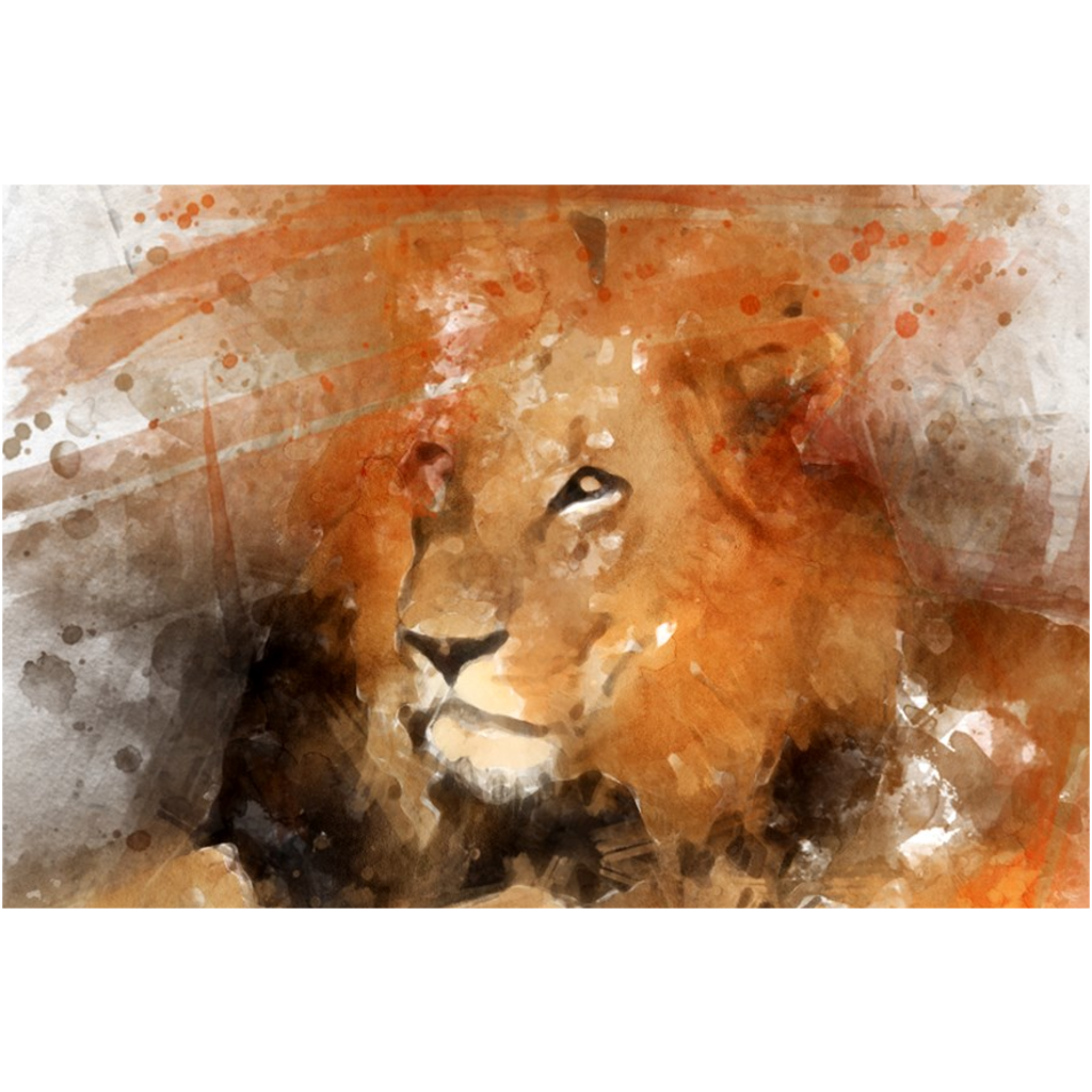Majestic Lion Print Digital Water Color technique by Thomas Sandberg