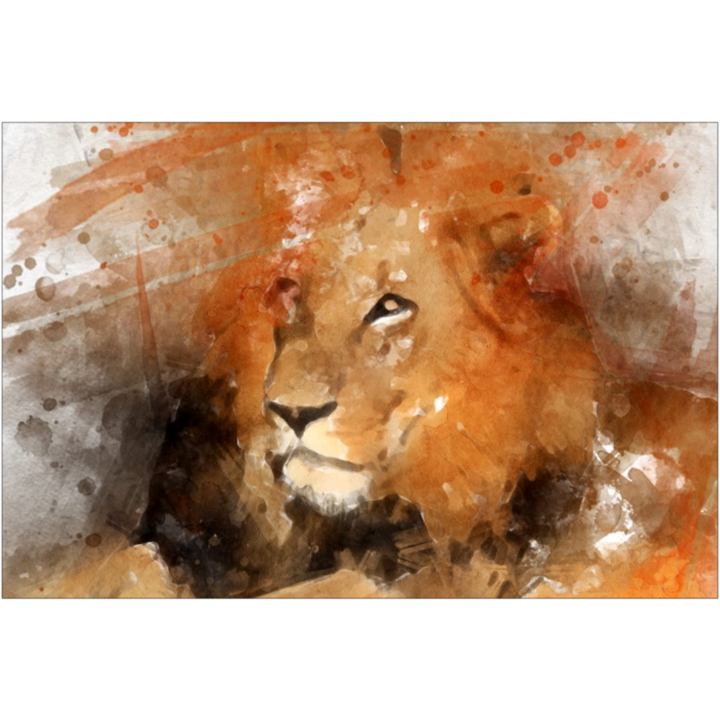 Majestic Lion Print Digital Water Color technique by Thomas Sandberg