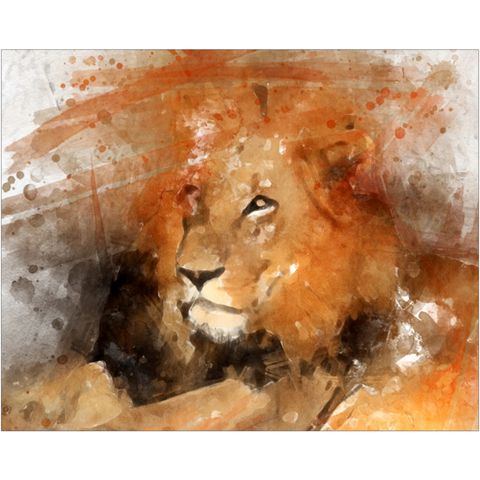 Image of Majestic Lion Print Digital Water Color technique by Thomas Sandberg