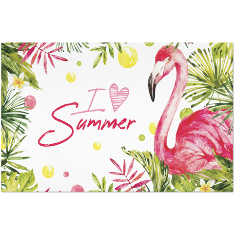 Image of Summer Placemat with Watercolor Flamingo Design