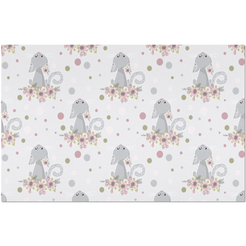 Image of Placemat with Cat and Flowers Print