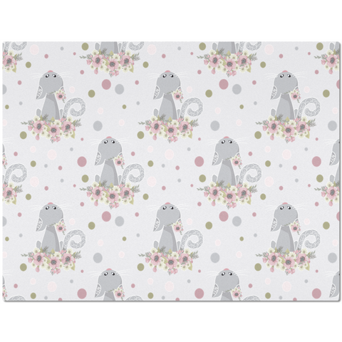 Image of Placemat with Cat and Flowers Print