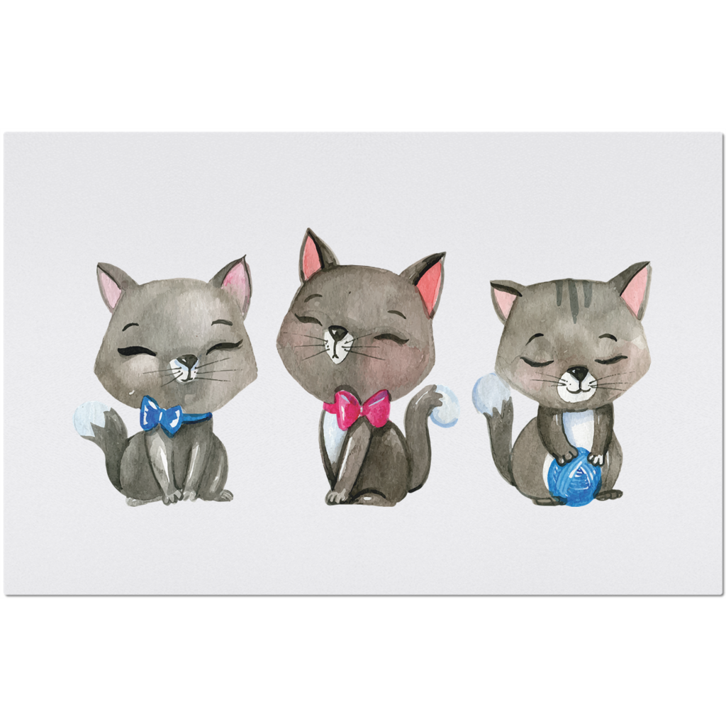 Placemat with Watercolor Kittens for Cat Lovers