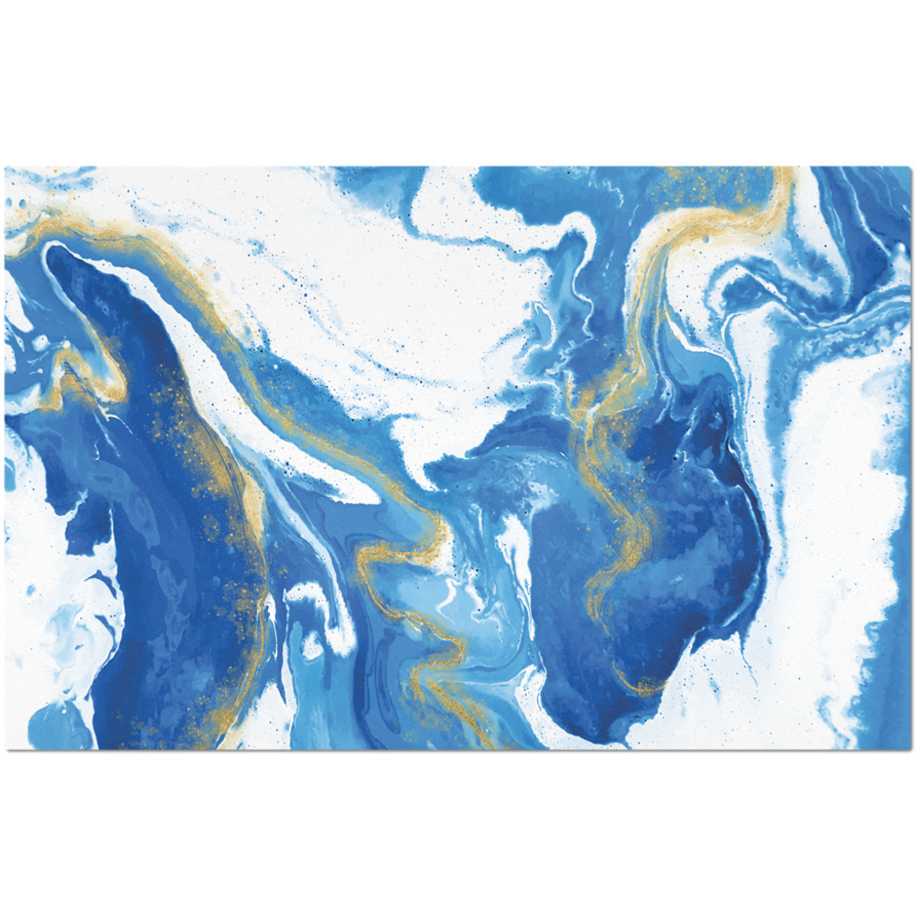 Placemat with Blue and Gold Marble Print