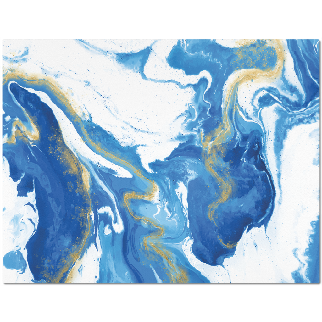 Placemat with Blue and Gold Marble Print