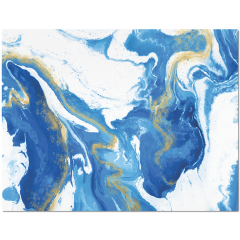 Image of Placemat with Blue and Gold Marble Print