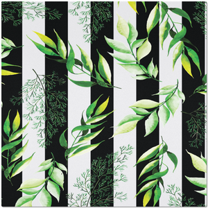 Placemat with Watercolor Leaves and Black Stripes