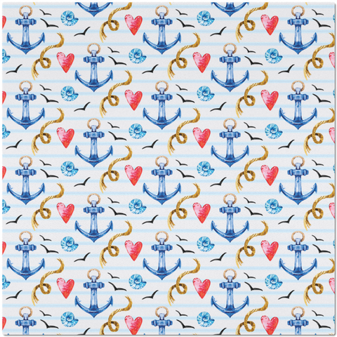 Image of Placemat with Nautical Anchor Pattern