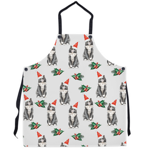 Apron with Christmas Cat Pattern