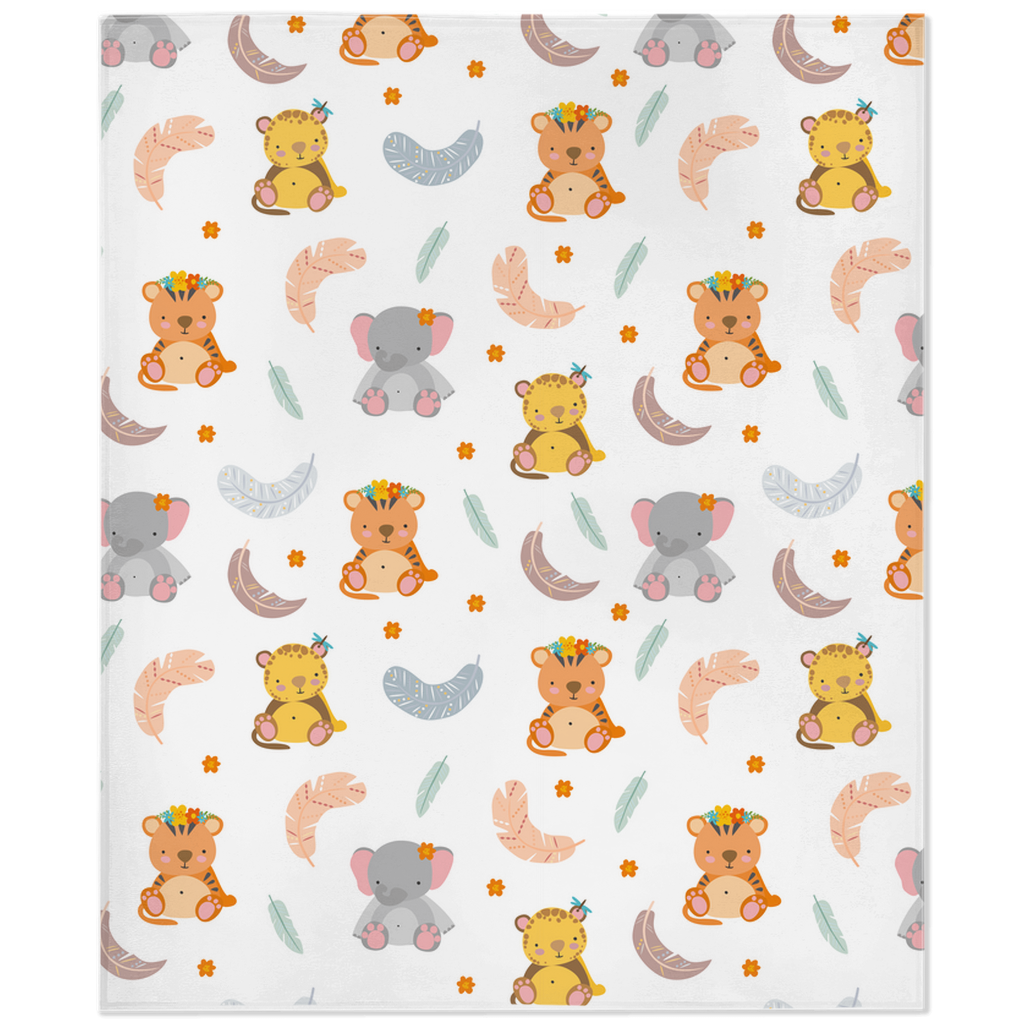 Minky Blanket With Baby Boho Animals Design
