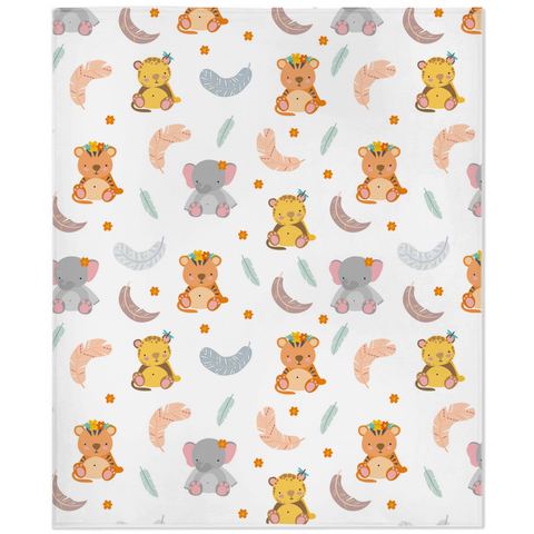 Image of Minky Blanket With Baby Boho Animals Design