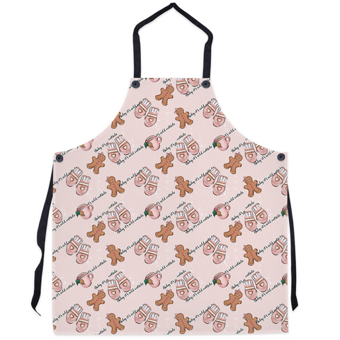 Apron with Pink and Gold Christmas Design | 'Baby It's Cold Outside'