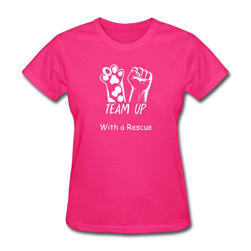 Team Up with a Rescue Women's T-Shirt - fuchsia